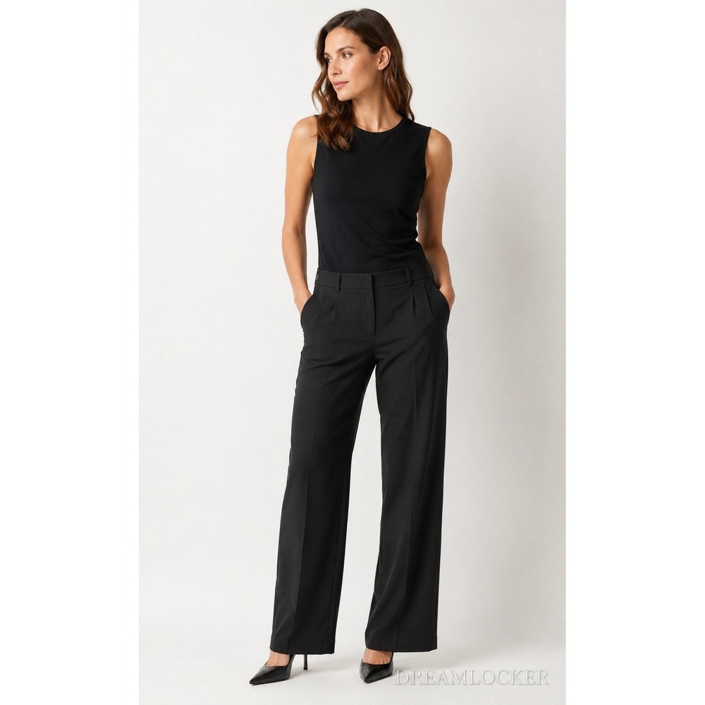 Akris Punto Black Wool Wide Leg Trousers High Rise Old Money Semi Sheer Pants 10